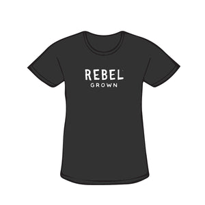 Black With White Rebel Grown Text Women's T