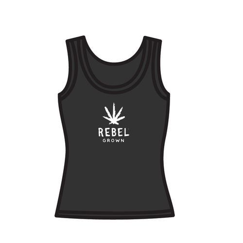 Black With White Rebel Grown Logo Women's Tank Top